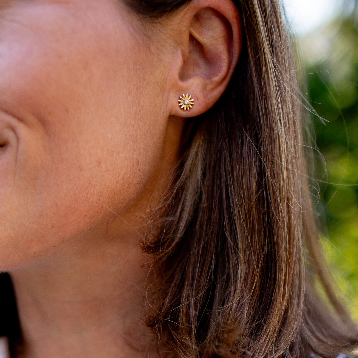 Rose Gold-2^Designer Stud Earrings: Liz Adams x DRD Mini Sunflower Studs in Rose Gold