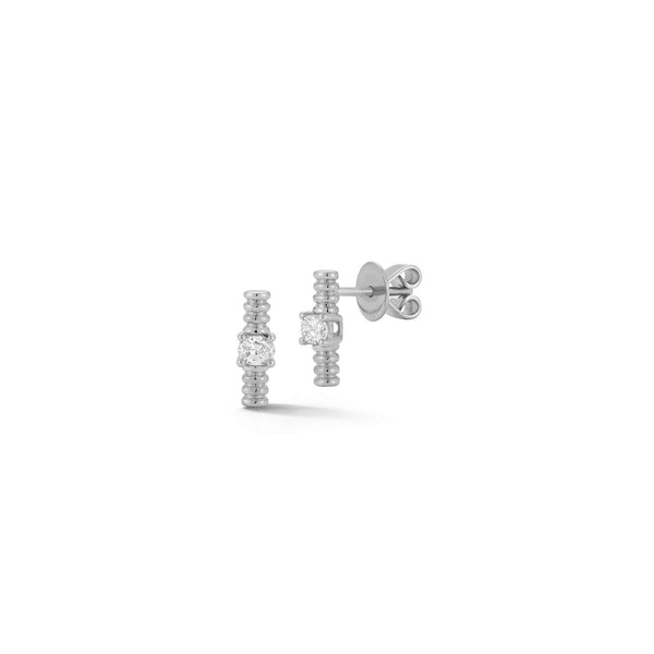 White Gold-1^Designer Stud Earrings: Teddi Paige Coil Diamond Bar Studs in White Gold