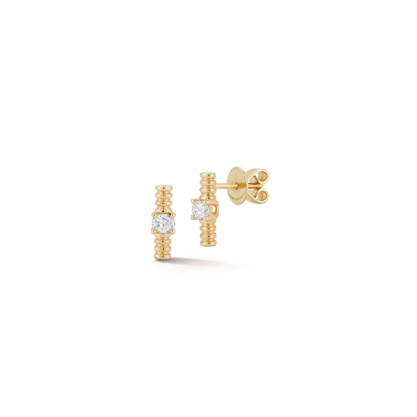 Yellow Gold-1^Designer Stud Earrings: Teddi Paige Coil Diamond Bar Studs in Yellow Gold