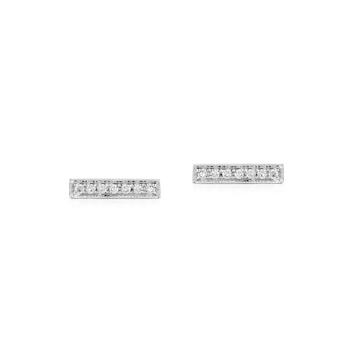 White Gold-1^Designer Stud Earrings: Sylvie Rose Diamond Bar Stud Earrings in White Gold