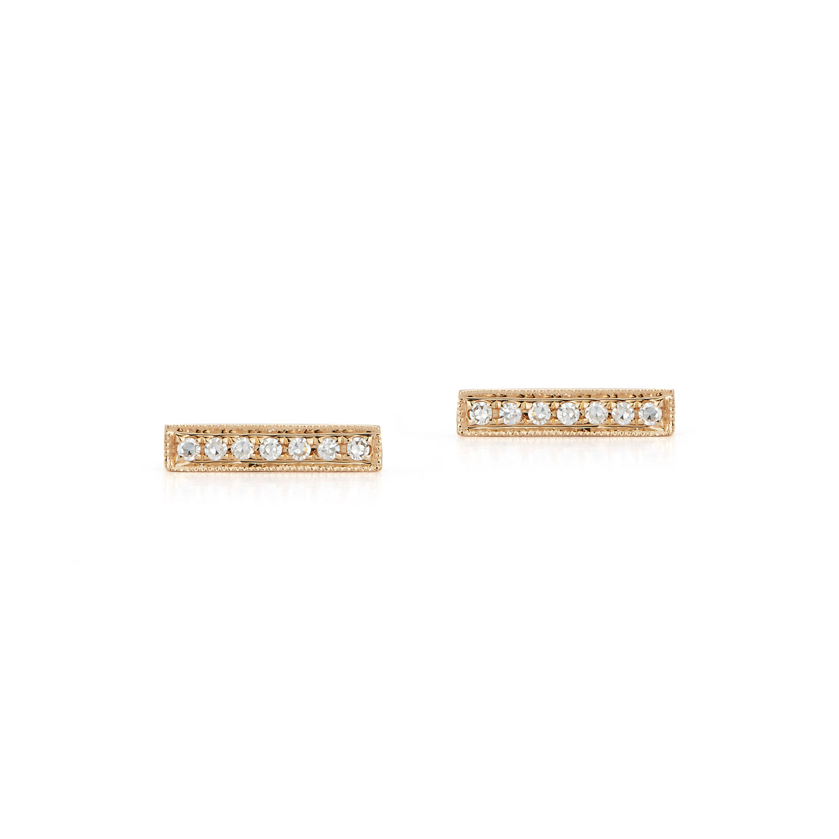 Yellow Gold-1^Designer Stud Earrings: Sylvie Rose Diamond Bar Stud Earrings in Yellow Gold