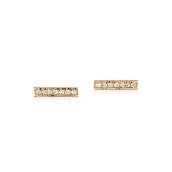 Yellow Gold-1^Designer Stud Earrings: Sylvie Rose Diamond Bar Stud Earrings in Yellow Gold