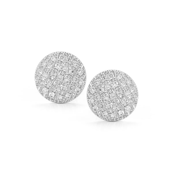 White Gold-1^Designer Stud Earrings: Lauren Joy Medium Disc Studs in White Gold