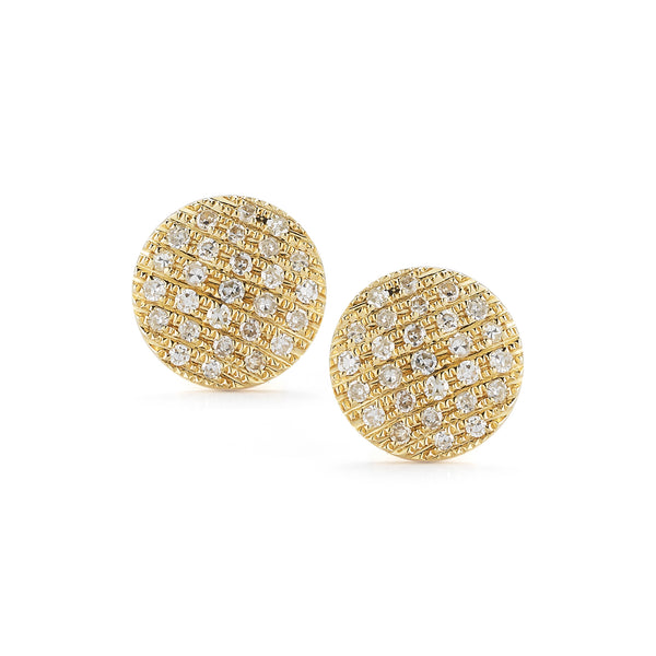 Yellow Gold-1^Designer Stud Earrings: Lauren Joy Medium Disc Studs in Yellow Gold