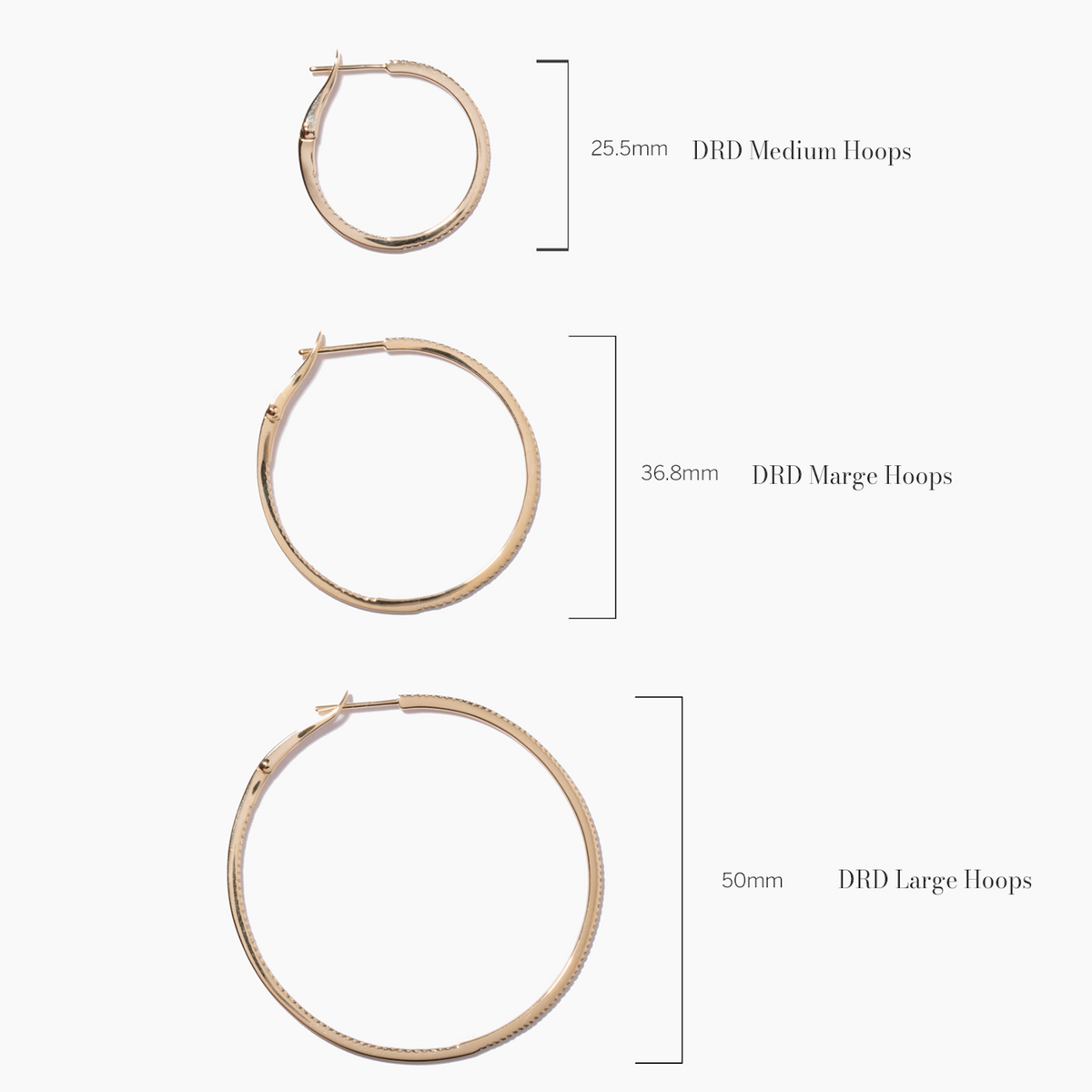 Rose Gold-4^Gold Diamond Hoops: DRD Medium Large Hoops in Rose Gold