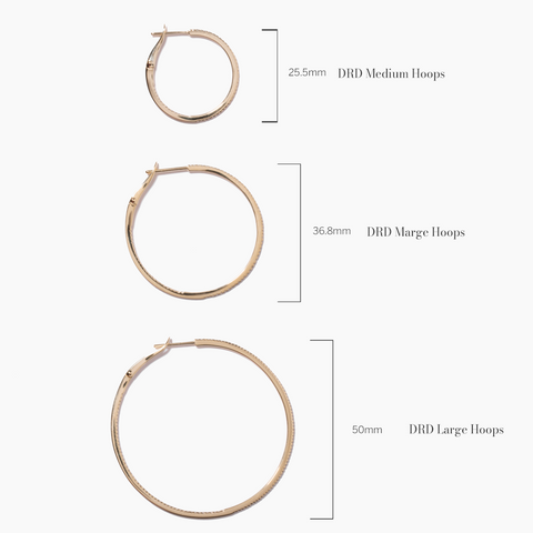 Rose Gold-3^Designer Gold Hoops: DRD Medium Solid Gold Hoops in Rose Gold