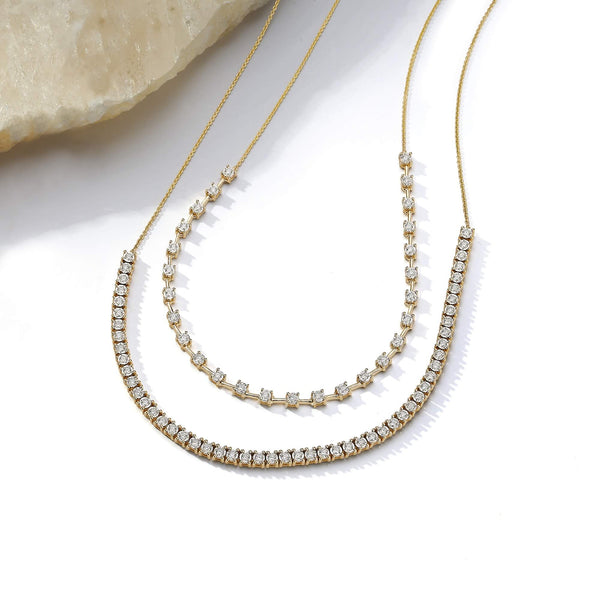 Yellow Gold-2^Diamond Tennis Necklaces: Ava Bea Tennis Interval Necklace in Yellow Gold