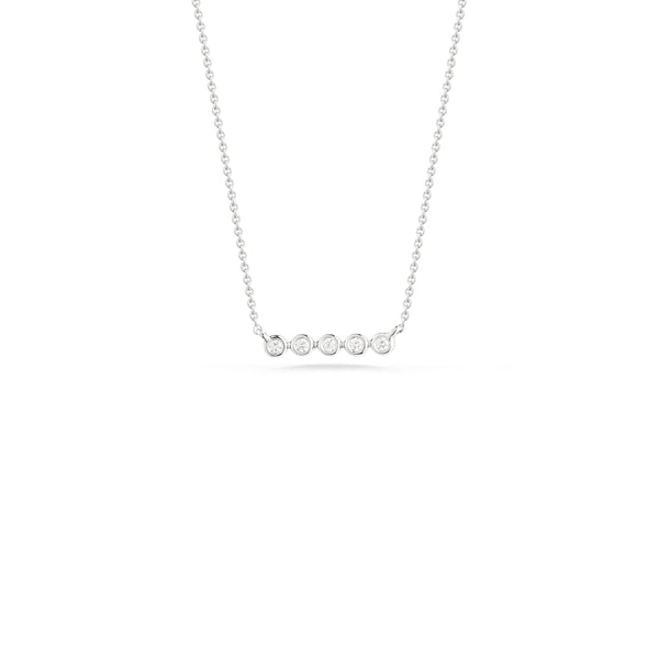 White Gold-1^Diamond Bar Necklaces: Lulu Jack Mini Bezel Bar Necklace in White Gold