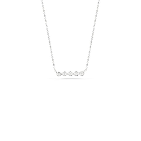 White Gold-1^Diamond Bar Necklaces: Lulu Jack Mini Bezel Bar Necklace in White Gold