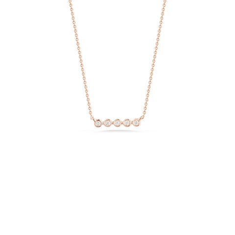 Rose Gold-1^Diamond Bar Necklaces: Lulu Jack Mini Bezel Bar Necklace in Rose Gold