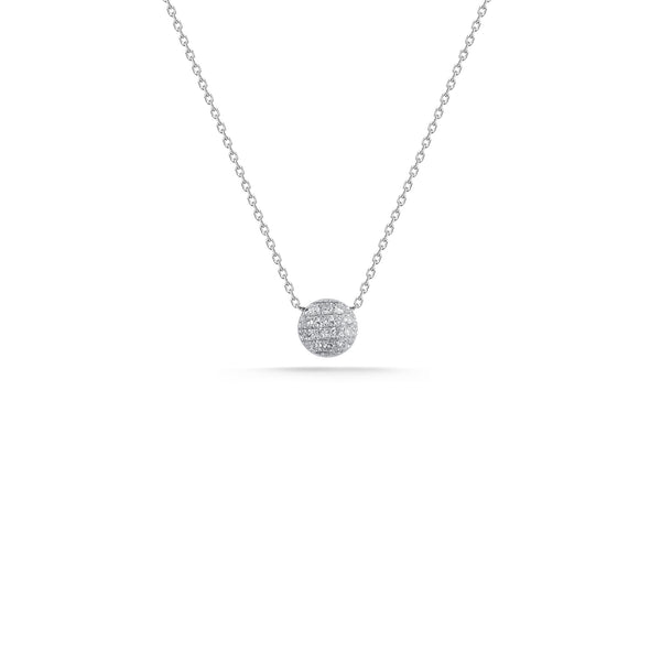 White Gold-1^Diamond Pendant Necklaces: Lauren Joy Mini Disc Necklace in White Gold