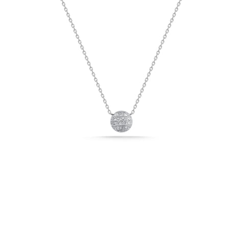 White Gold-1^Diamond Pendant Necklaces: Lauren Joy Mini Disc Necklace in White Gold