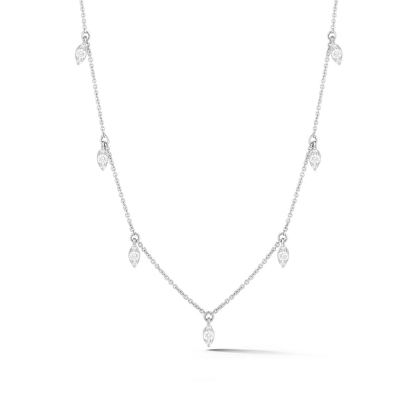 White Gold-1^Diamond Station Necklaces: Sophia Ryan Marquise Station Necklace in White Gold