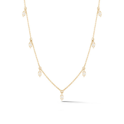 Yellow Gold-1^Diamond Station Necklaces: Sophia Ryan Marquise Station Necklace in Yellow Gold