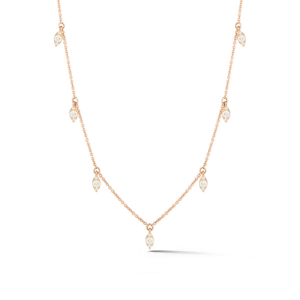 Rose Gold-1^Diamond Station Necklaces: Sophia Ryan Marquise Station Necklace in Rose Gold