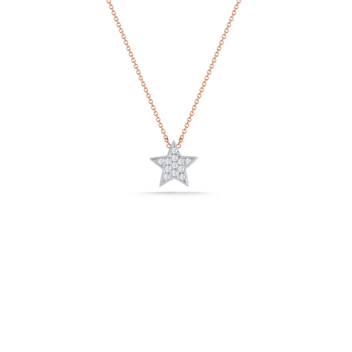 Rose Gold-1^Diamond Pendant Necklaces: Julianne Himiko Diamond Star Necklace 14K Rose Gold