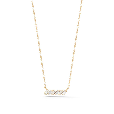 Yellow Gold-1^Designer Bar Necklaces: Sadie Pearl Slope Bar Necklace in Yellow Gold