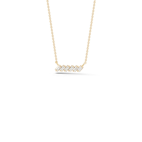 Yellow Gold-2^Designer Bar Necklaces: Sadie Pearl Slope Bar Necklace in Yellow Gold