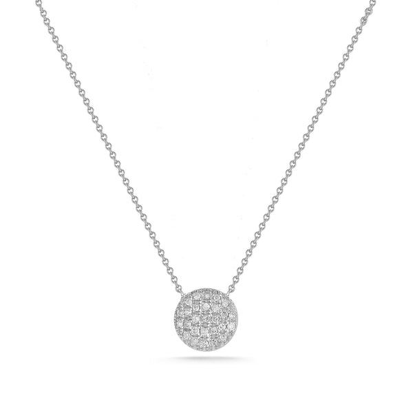 White Gold-1^Diamond Pendant Necklaces: Lauren Joy Medium Disc Necklace in White Gold Thumbnail-only