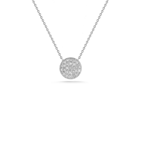 White Gold-1^Diamond Pendant Necklaces: Lauren Joy Medium Disc Necklace in White Gold