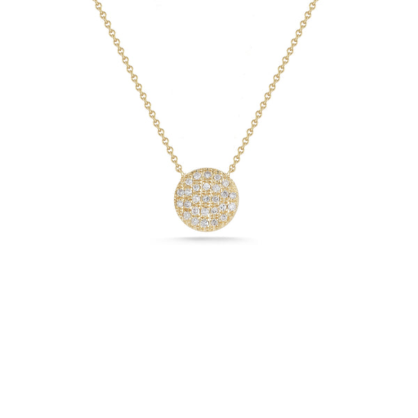 Yellow Gold-1^Diamond Pendant Necklaces: Lauren Joy Medium Disc Necklace in Yellow Gold