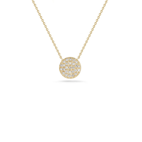 Yellow Gold-1^Diamond Pendant Necklaces: Lauren Joy Medium Disc Necklace in Yellow Gold