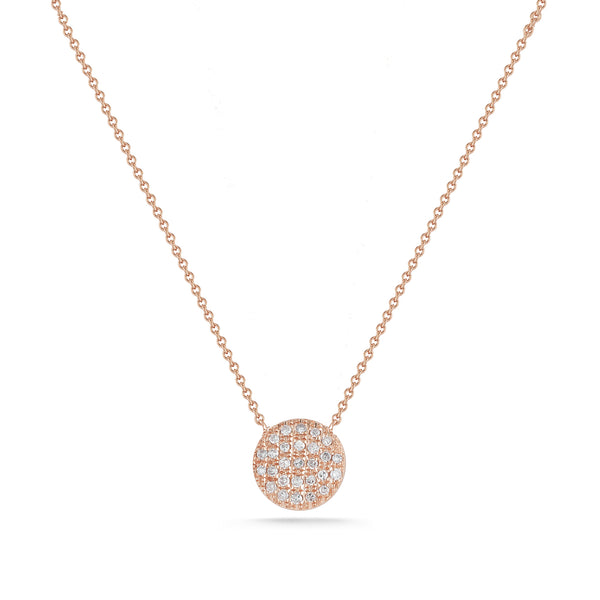 Rose Gold-1^Diamond Pendant Necklaces: Lauren Joy Medium Disc Necklace in Rose Gold Thumbnail-only