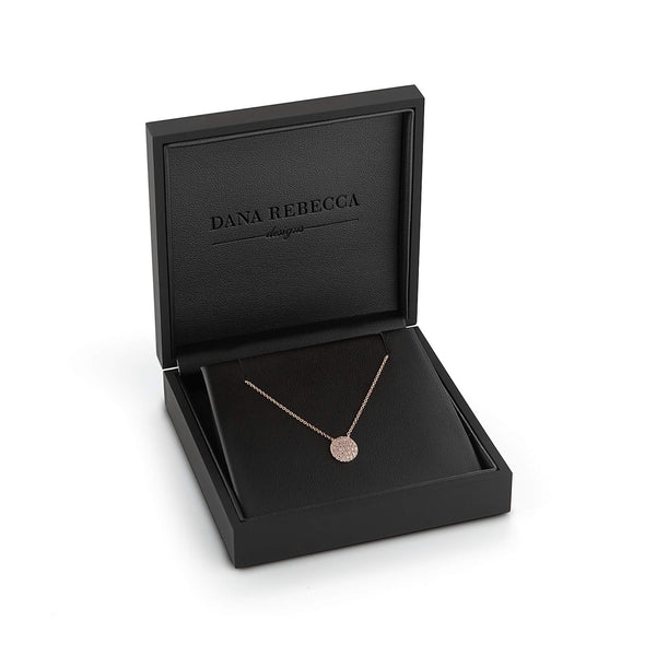 Rose Gold-3^Diamond Pendant Necklaces: Lauren Joy Medium Disc Necklace in Rose Gold