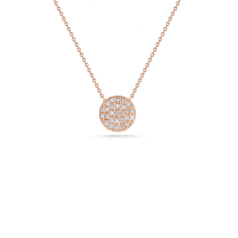 Rose Gold-1^Diamond Pendant Necklaces: Lauren Joy Medium Disc Necklace in Rose Gold