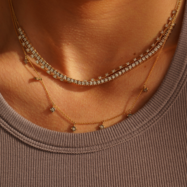 Yellow Gold-2^Diamond Tennis Necklaces: Ava Bea Tennis Necklace in Yellow Gold