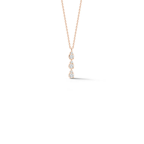 Rose Gold-1^Teardrop Necklaces: Sophia Ryan Triple Teardrop Necklace in Rose Gold