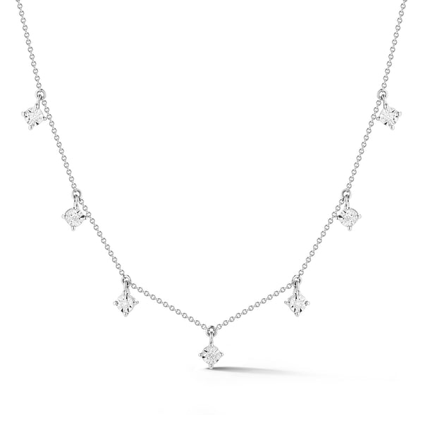 White Gold-1^Diamond Station Necklaces: Ava Bea Station Necklace in White Gold