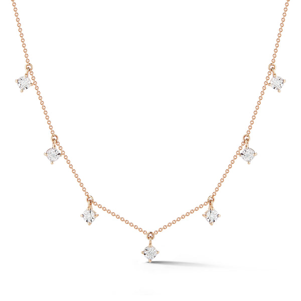 Rose Gold-1^Diamond Station Necklaces: Ava Bea Station Necklace in Rose Gold