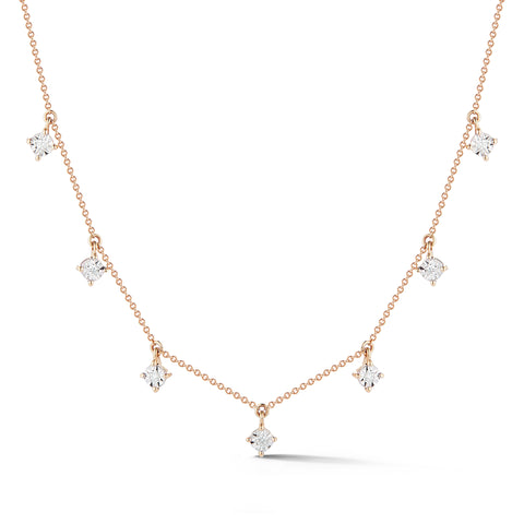 Rose Gold-1^Diamond Station Necklaces: Ava Bea Station Necklace in Rose Gold