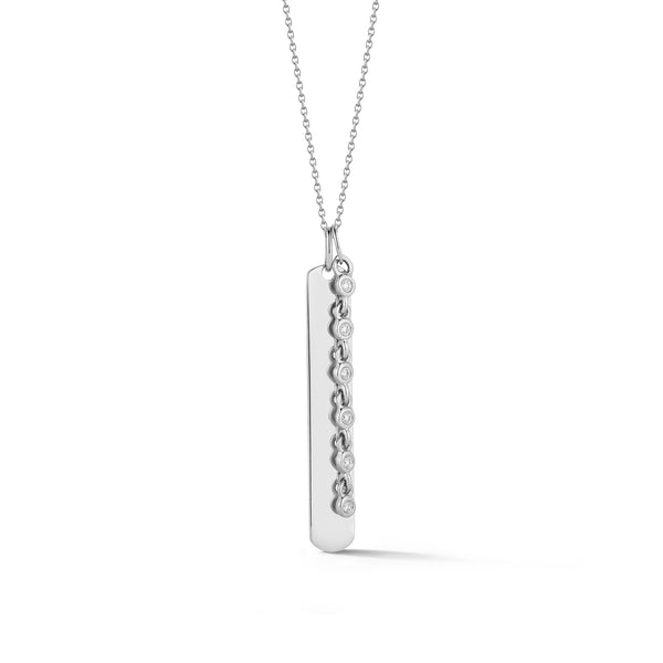 White Gold-1^Diamond Bar Necklaces: Lulu Jack Vertical Bar and Diamond Bezel Link Necklace in White Gold Thumbnail-only