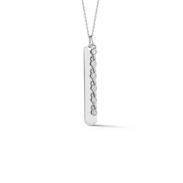 White Gold-1^Diamond Bar Necklaces: Lulu Jack Vertical Bar and Diamond Bezel Link Necklace in White Gold