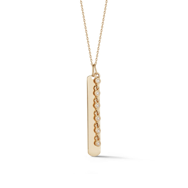 Yellow Gold-1^Diamond Bar Necklaces: Lulu Jack Vertical Bar and Diamond Bezel Link Necklace in Yellow Gold Thumbnail-only