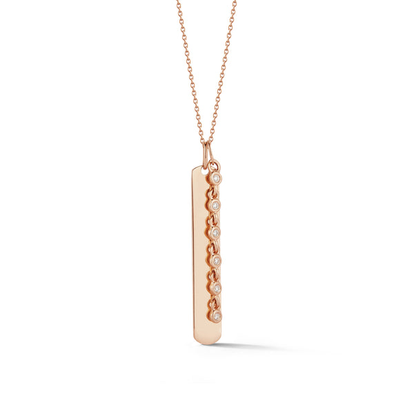 Rose Gold-1^Diamond Bar Necklaces: Lulu Jack Vertical Bar and Diamond Bezel Link Necklace in Rose Gold Thumbnail-only