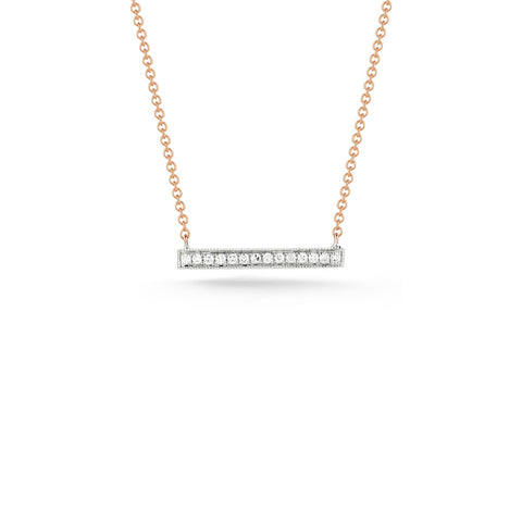 Rose Gold-1^Diamond Bar Necklaces: Sylvie Rose 14K Rose Gold Medium Bar Necklace