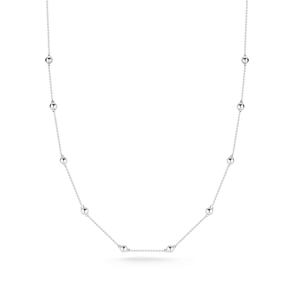 White Gold-1^Diamond Station Necklaces: Poppy Rae Pebble Station Necklace in White Gold