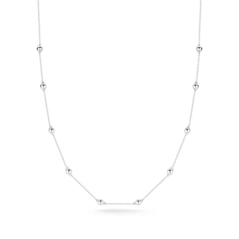 White Gold-1^Diamond Station Necklaces: Poppy Rae Pebble Station Necklace in White Gold