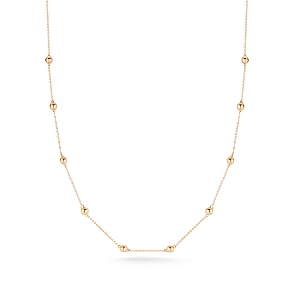 Yellow Gold-1^Diamond Station Necklaces: Poppy Rae Pebble Station Necklace in Yellow Gold