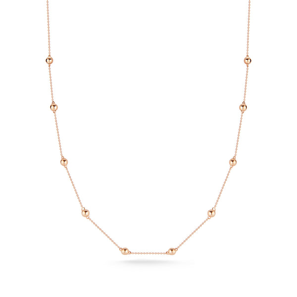 Rose Gold-1^Diamond Station Necklaces: Poppy Rae Pebble Station Necklace in Rose Gold