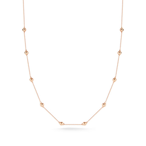 Rose Gold-1^Diamond Station Necklaces: Poppy Rae Pebble Station Necklace in Rose Gold