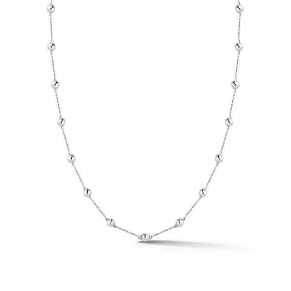 White Gold-1^Diamond Station Necklaces: Poppy Rae Eternity Pebble Station Necklace in White Gold