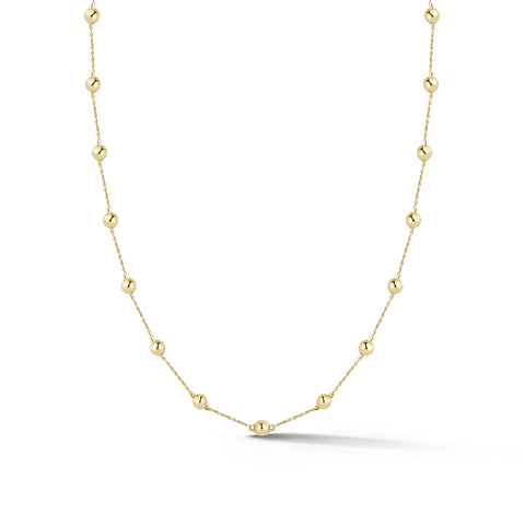 Yellow Gold-1^Diamond Station Necklaces: Poppy Rae Eternity Pebble Station Necklace in Yellow Gold