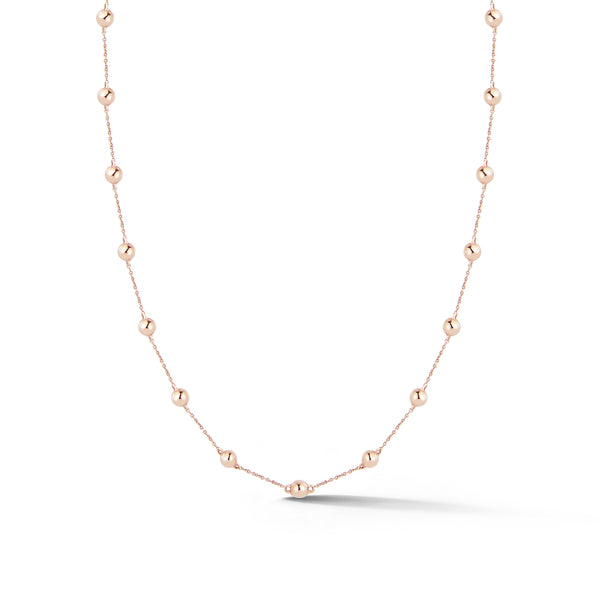 Rose Gold-1^Diamond Station Necklaces: Poppy Rae Eternity Pebble Station Necklace in Rose Gold