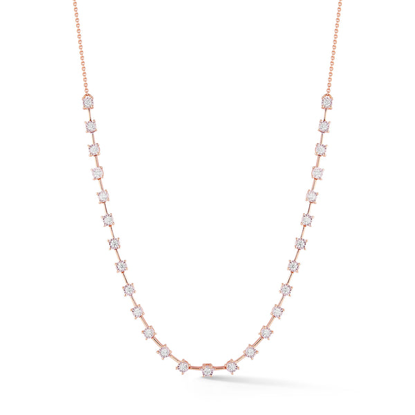 Rose Gold-1^Diamond Tennis Necklaces: Ava Bea Tennis Interval Necklace in Rose Gold