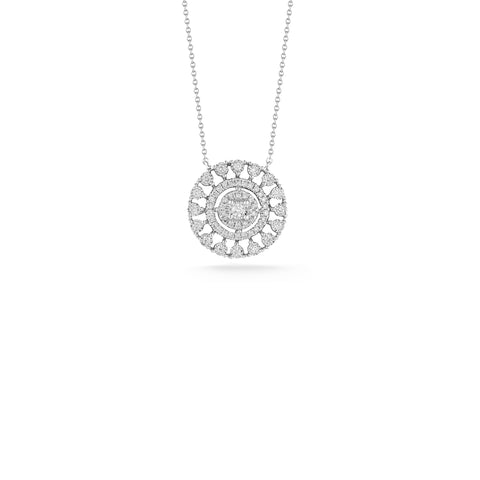 White Gold-1^-Designer Diamond Neckalces: Ava Bea Medallion Necklace in White Gold