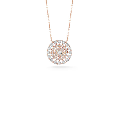 Rose Gold-1^-Designer Diamond Neckalces: Ava Bea Medallion Necklace in Rose Gold